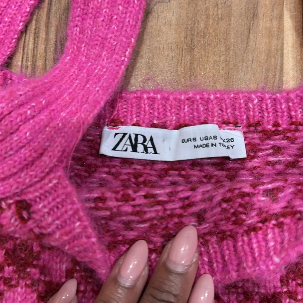 Zara Pink and Red Checkered Knit Tank Top - Picture 5 of 5
